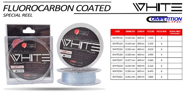 med FISHING WHITE FLUO FLUOROCARBON COATED 600mt - immagine 2